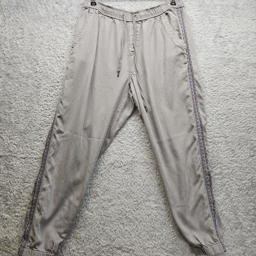 Knox Rose Gray Jogger Pants Size Embroidery Size Medium Boho Hippie Casual